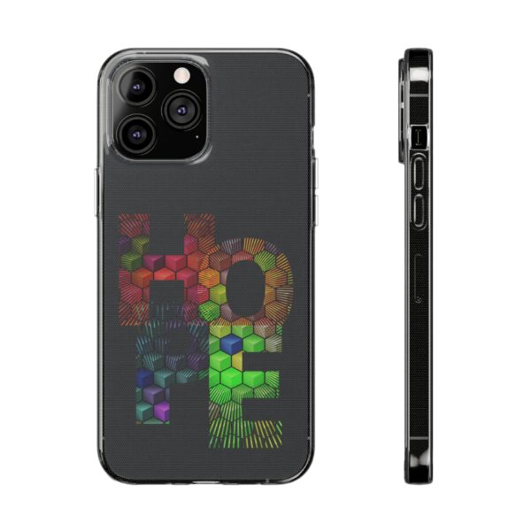 Rainbow Designs "HOPE" On Clear Silicone Phone Case For iPhone and Samsung Black - Image 7