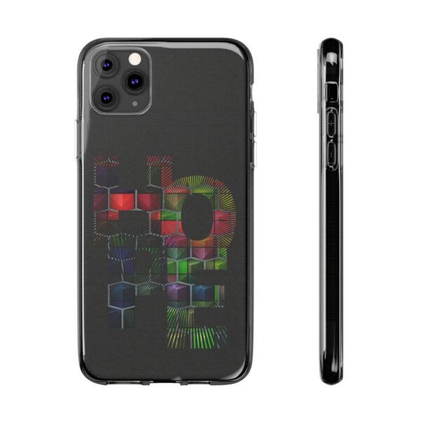 Rainbow Designs "HOPE" On Clear Silicone Phone Case For iPhone and Samsung Black - Image 19