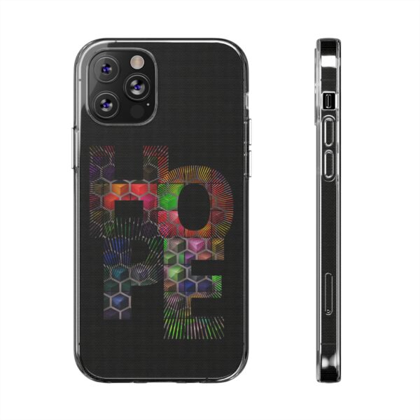 Rainbow Designs "HOPE" On Clear Silicone Phone Case For iPhone and Samsung Black - Image 11