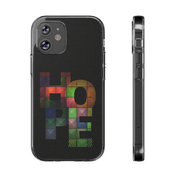 Rainbow Designs "HOPE" On Clear Silicone Phone Case For iPhone and Samsung Black - Image 9