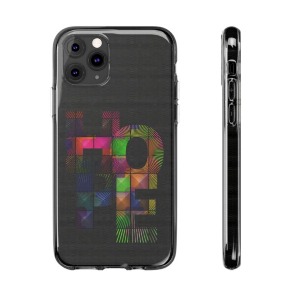 Rainbow Designs "HOPE" On Clear Silicone Phone Case For iPhone and Samsung Black - Image 17