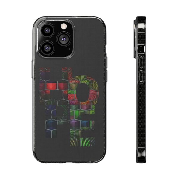 Rainbow Designs "HOPE" On Clear Silicone Phone Case For iPhone and Samsung Black - Image 5