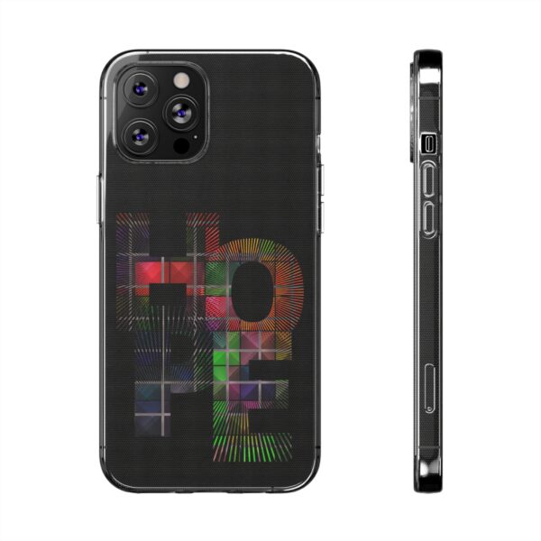 Rainbow Designs "HOPE" On Clear Silicone Phone Case For iPhone and Samsung Black - Image 13