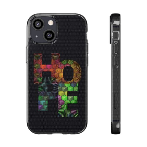 Rainbow Designs "HOPE" On Clear Silicone Phone Case For iPhone and Samsung Black - Image 3