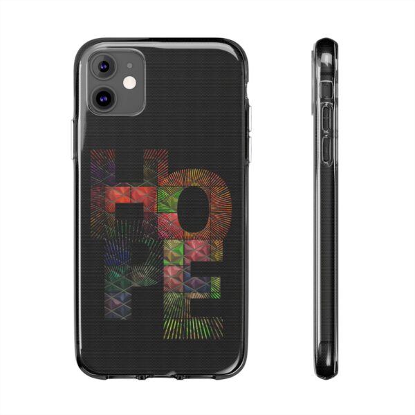 Rainbow Designs "HOPE" On Clear Silicone Phone Case For iPhone and Samsung Black - Image 15