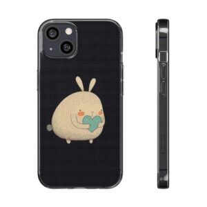 Cute Bunny On Clear Silicone Phone Case Custom Phone Cover For iPhone Series