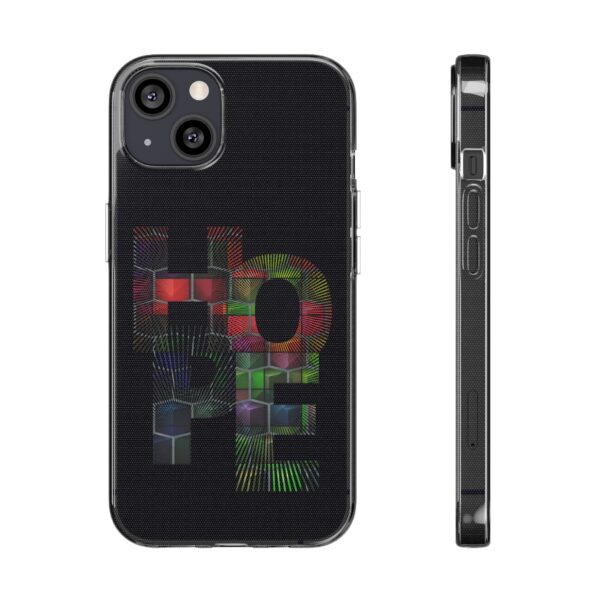 Rainbow Designs "HOPE" On Clear Silicone Phone Case For iPhone and Samsung Black