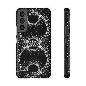Rounded Shapes With Black Background On Phone Case With Card Holder