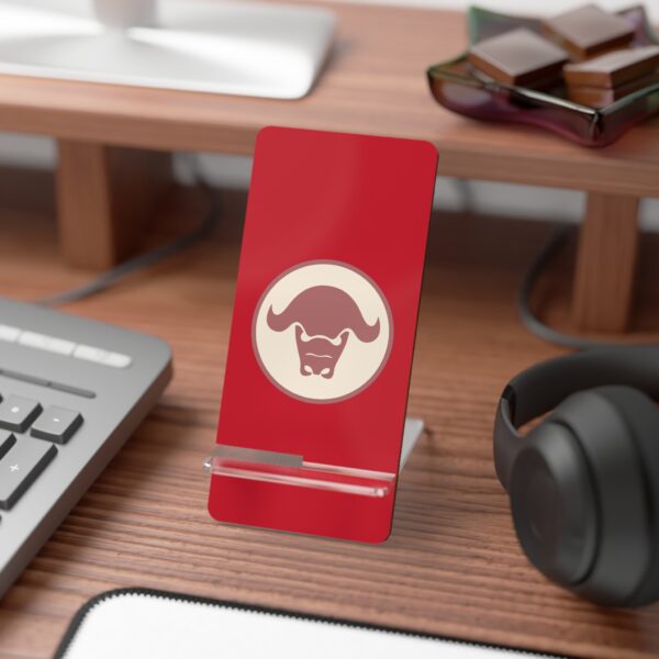 Phone Stand | Custom Bull Logo Desk Accessory | Dark Red - Image 3