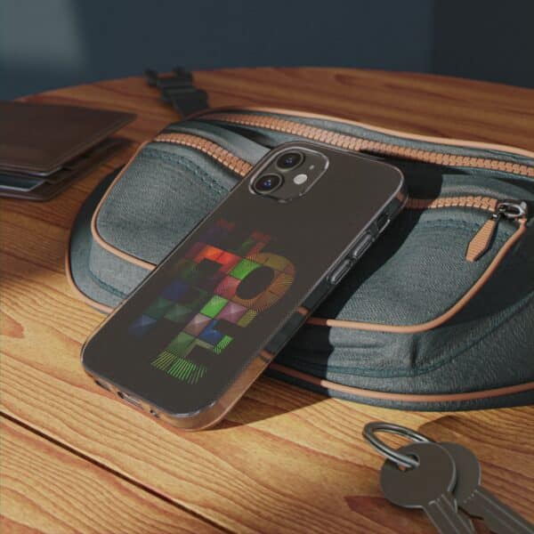 Rainbow Designs "HOPE" On Clear Silicone Phone Case For iPhone and Samsung Black - Image 10